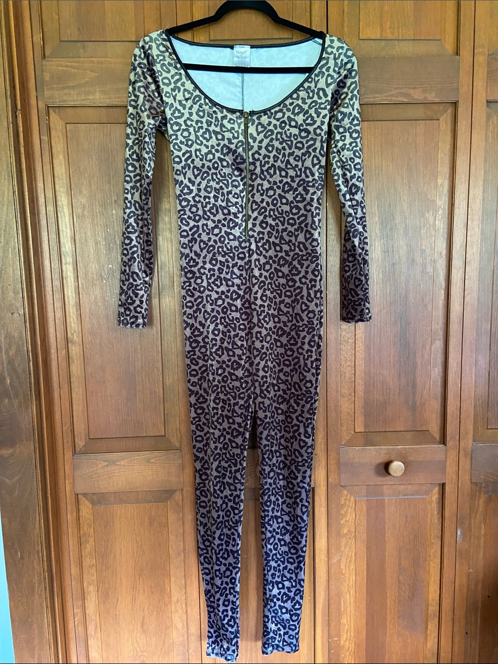 Velour Leopard Print Catsuit w/Tail Costume By Spirit Halloween